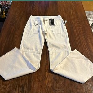 RVT Jeans Co Winter White Jeans w/ Rhinestones - Low Rise, Waist flat 15”
